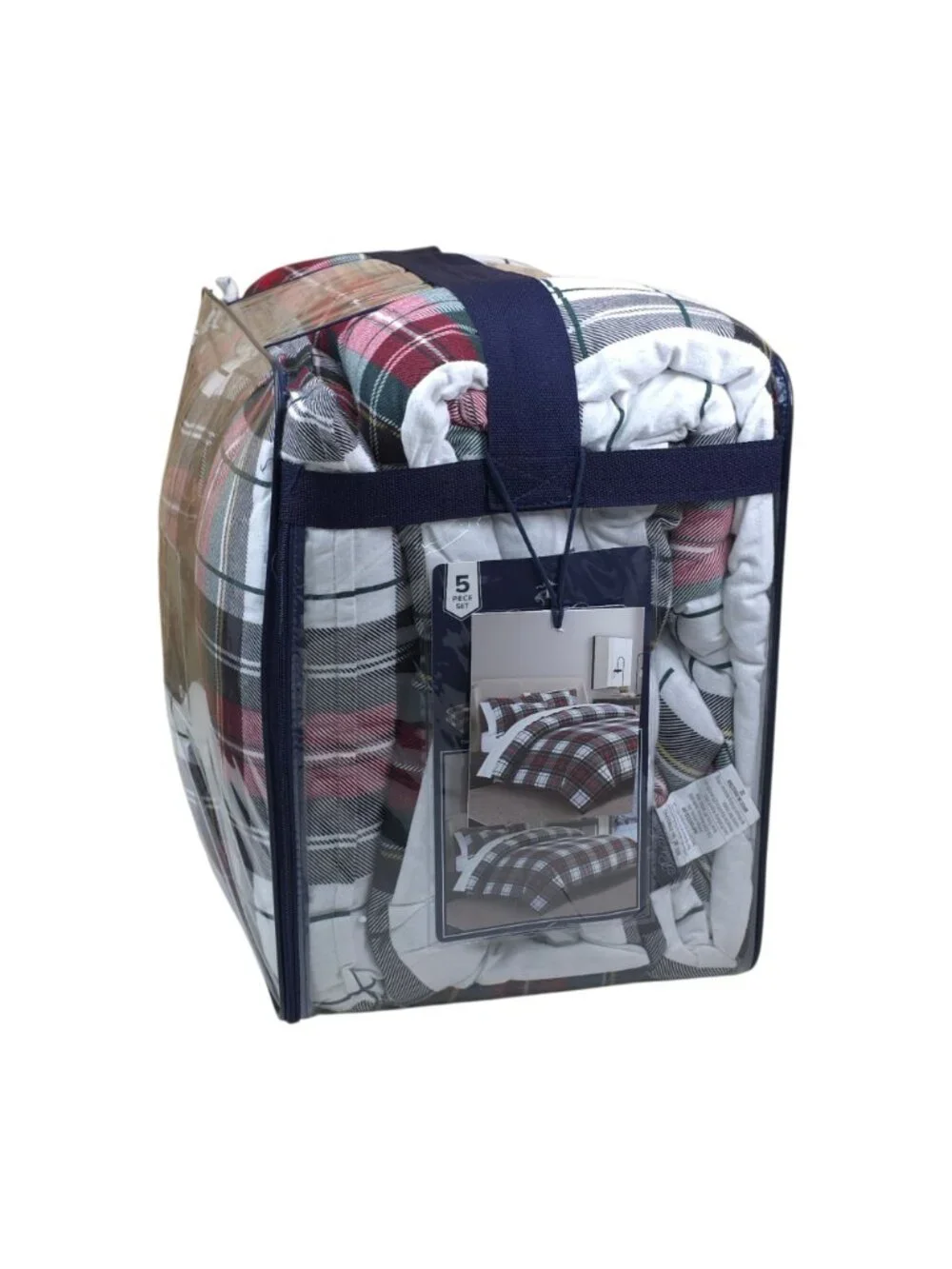 Brooks Brothers Queen 5pack Cotton Flannel Comforter Set with Decorative Pillows